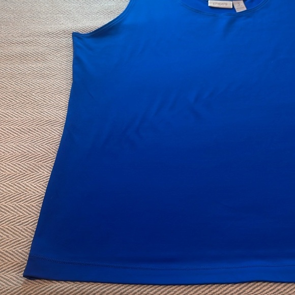 CHICOS Blue Sleeveless Tank Top Chico’s Sz 3 XL Pit to Pit 21 5/8” Preworn - Picture 13 of 14
